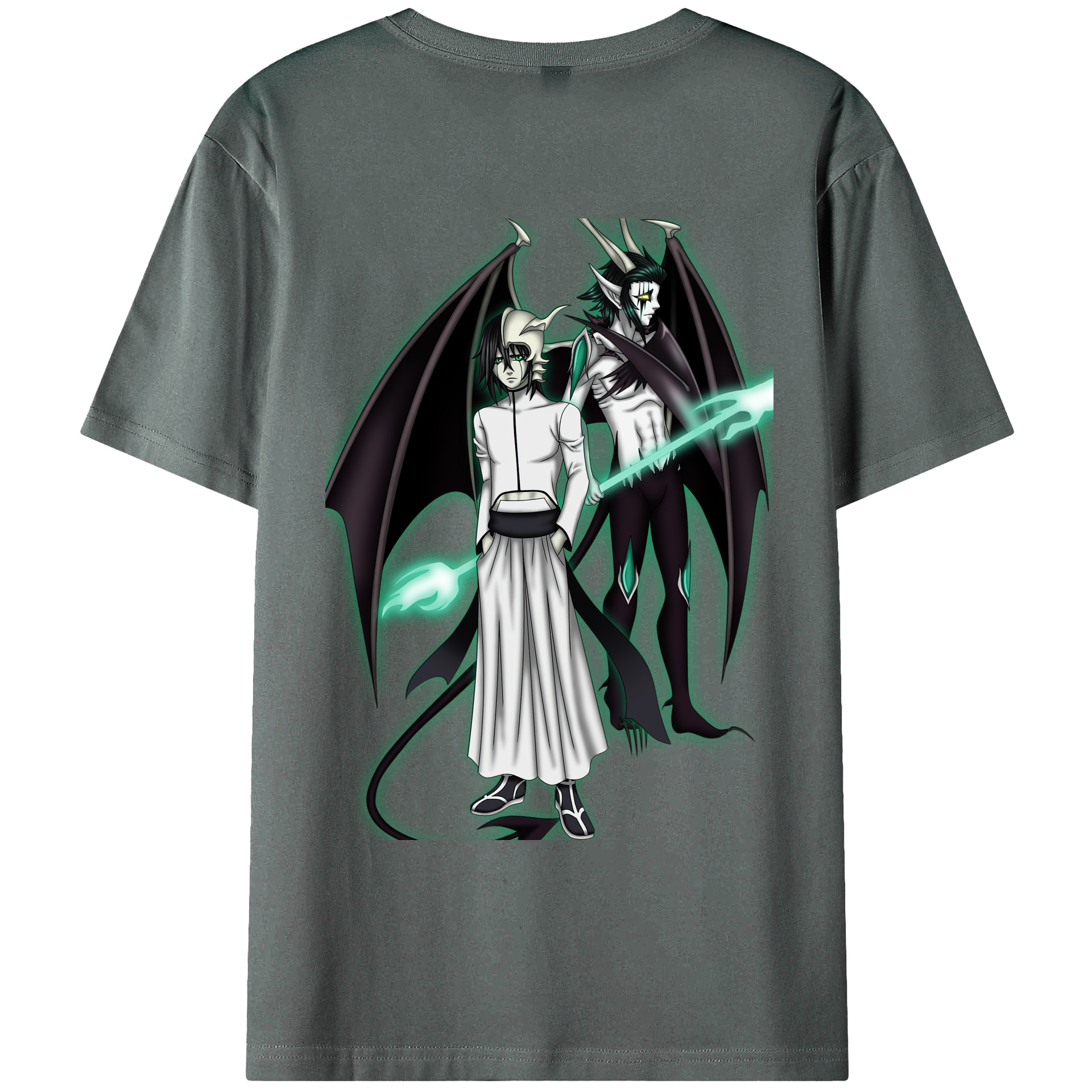 （画像用） ブリーチ ウルキオラ·シファー BLEACH Ulquiorra cifer 綿100％ メンズ半袖Tシャツ（バックプリント） 通気性